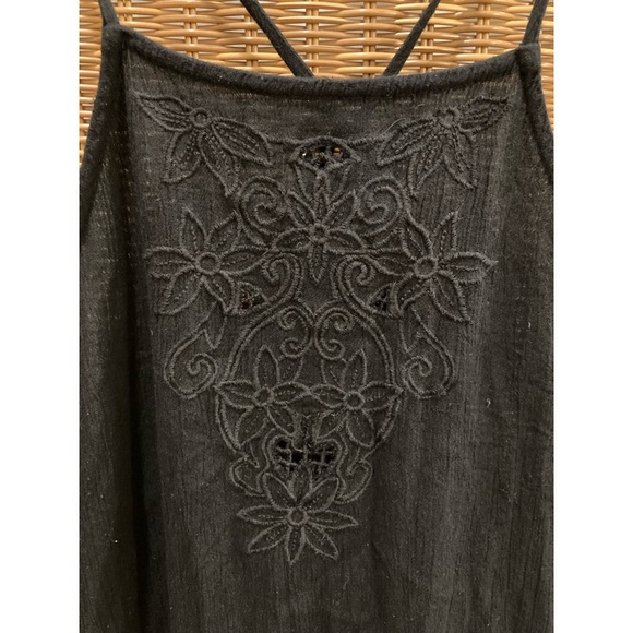❤️SOLD❤️Free People Womens Large Black Flowy Embroidered Cut Out Tie Back Dress - Picture 5 of 8